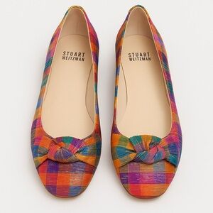 Stuart Weitzman Multicolor Plaid Knot Flats